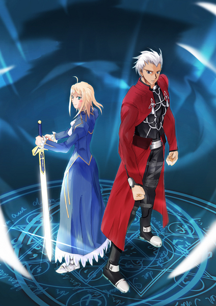 artoria pendragon, saber, and archer (fate and 1 more) drawn by over_te
