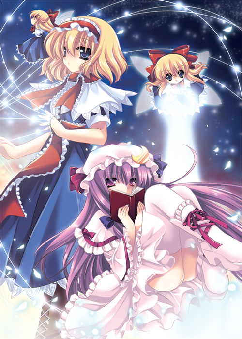 alice margatroid, patchouli knowledge, and shanghai doll (touhou) drawn by sakurano_ru