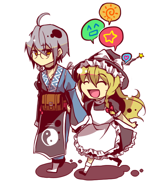 kirisame marisa and morichika rinnosuke (touhou) drawn by sakakima