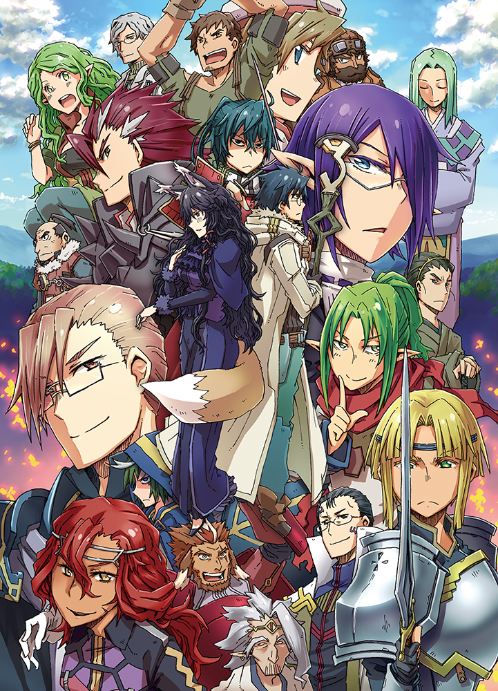 shiroe, nureha, marielle, crusty, soujirou seta, and 16 more (log horizon) drawn by sasakamakue
