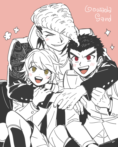 fujisaki chihiro, ishimaru kiyotaka, and owada mondo (danganronpa and 1 more) drawn by dg_xhs