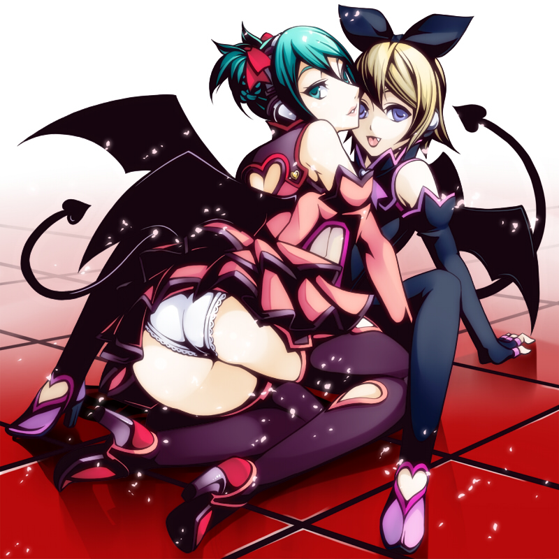 hatsune miku and kagamine rin (vocaloid and 1 more) drawn by torigoe_takumi