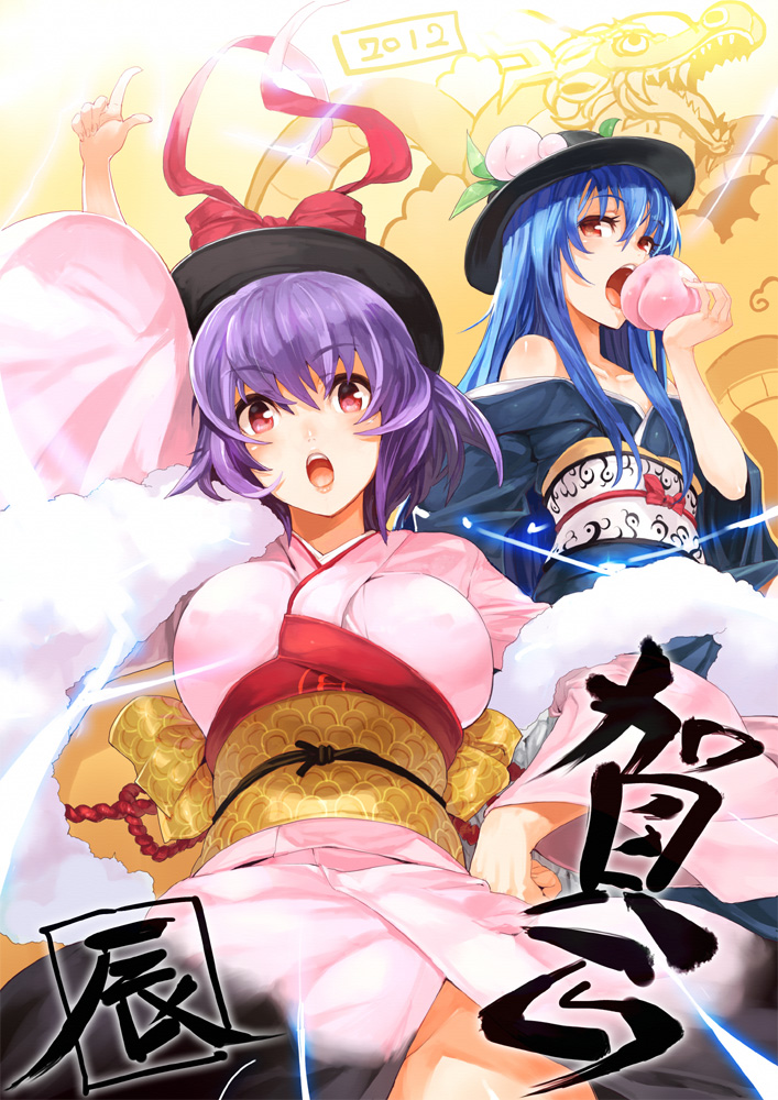 hinanawi tenshi and nagae iku (touhou) drawn by haruno_shuu