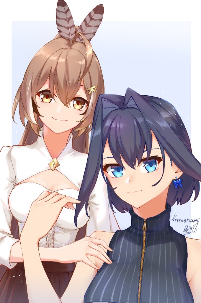 ouro kronii and nanashi mumei (hololive and 1 more) drawn by kazenoisumi