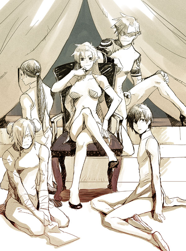 yoko littner, simon, kamina, boota, viral, and 1 more (tengen toppa gurren lagann)