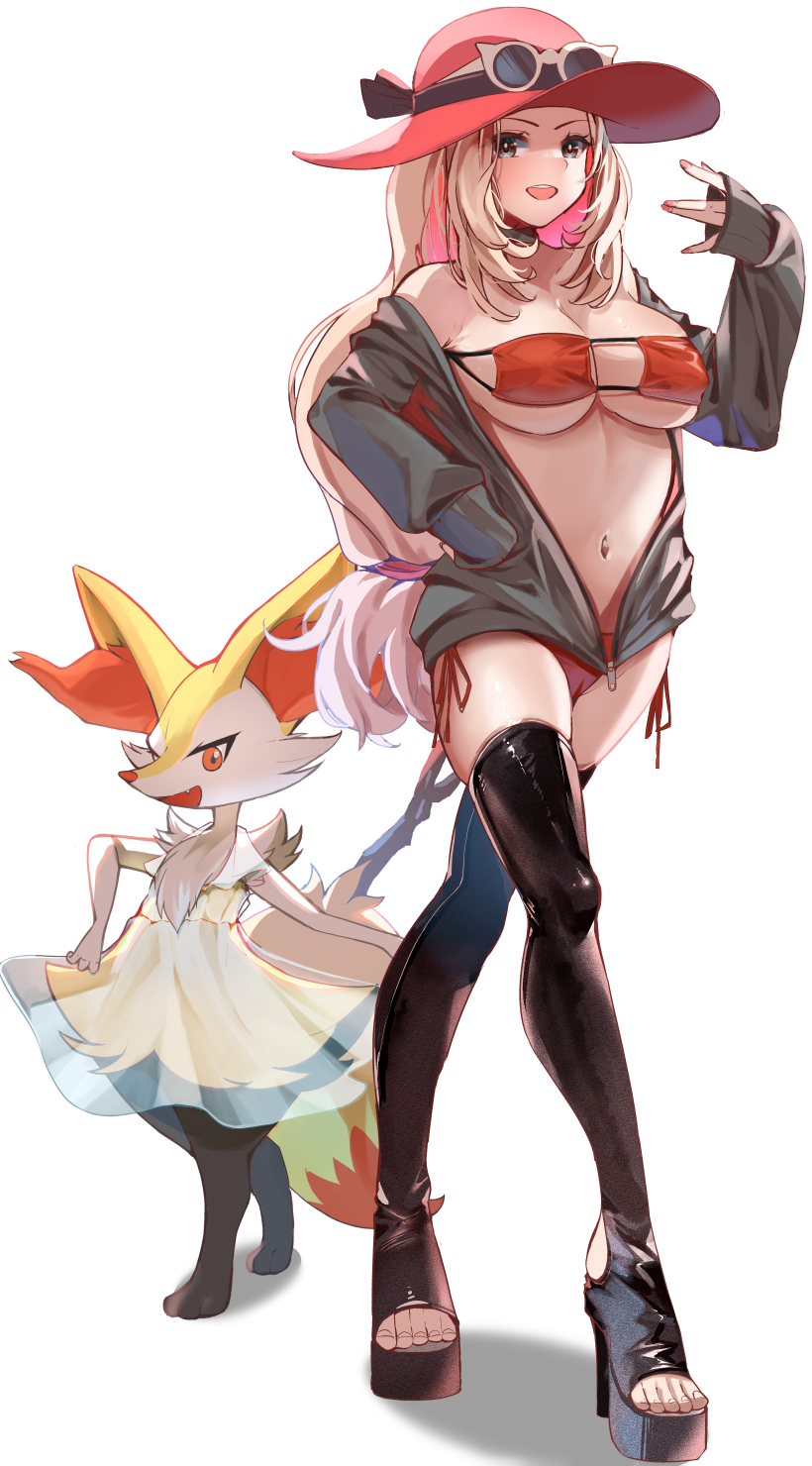 serena and braixen (pokemon and 1 more) drawn by momdy_(talesshinja)