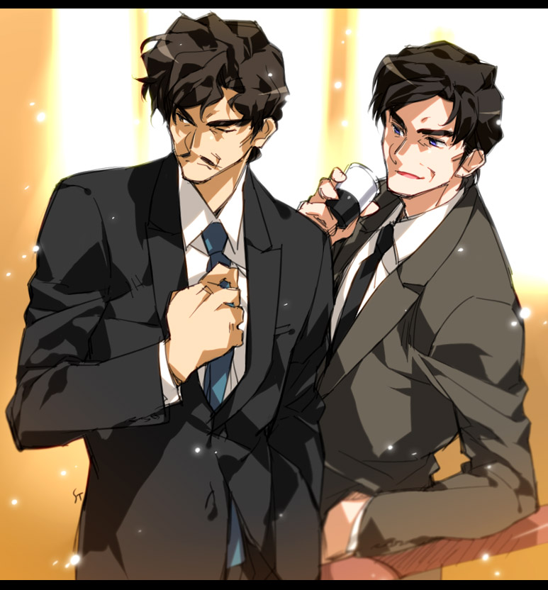 hattori heizou and tooyama ginshirou (meitantei conan) drawn by toujou_sakana