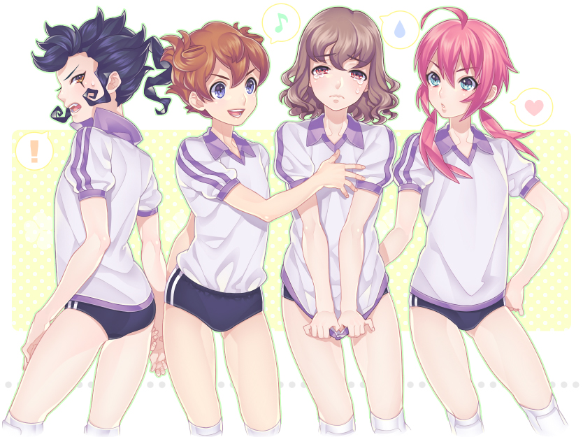 kirino ranmaru, shindou takuto, matsukaze tenma, and tsurugi kyousuke (inazuma eleven and 1 more) drawn by sencha_(senchat)