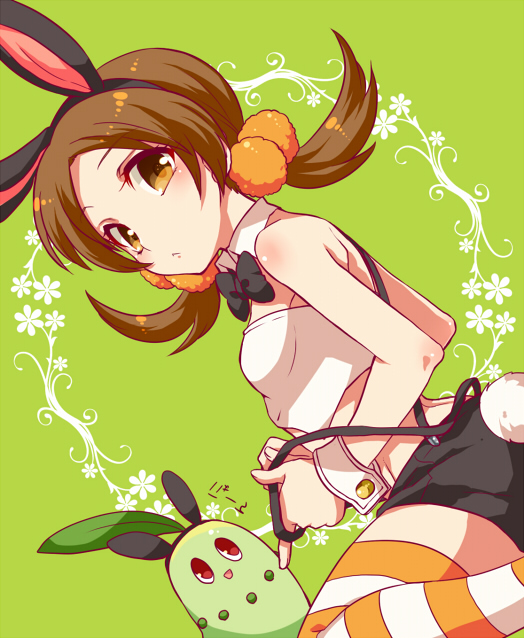 lyra and chikorita (pokemon and 1 more) drawn by irouha