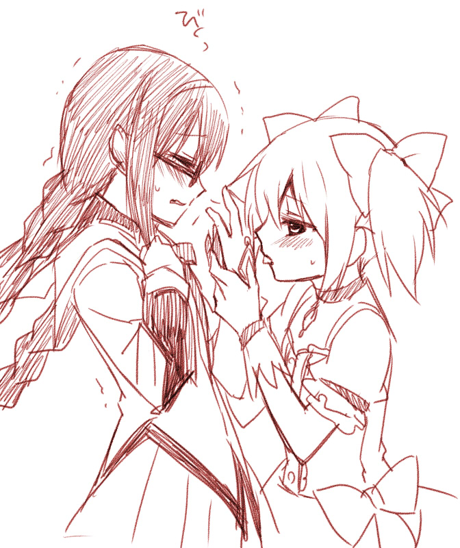 akemi homura and kaname madoka (mahou shoujo madoka magica) drawn by hijiki_(hijikini)