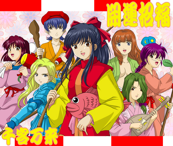 shinguuji sakura, ri kouran, glycine bleumer, mell raison, ci caprice, and 2 more (sakura taisen and 1 more) drawn by hanzou