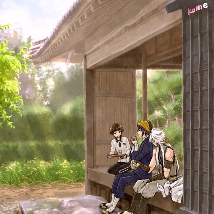 mikazuki munechika, tsurumaru kuninaga, kogitsunemaru, and hirano toushirou (touken ranbu) drawn by sunomata