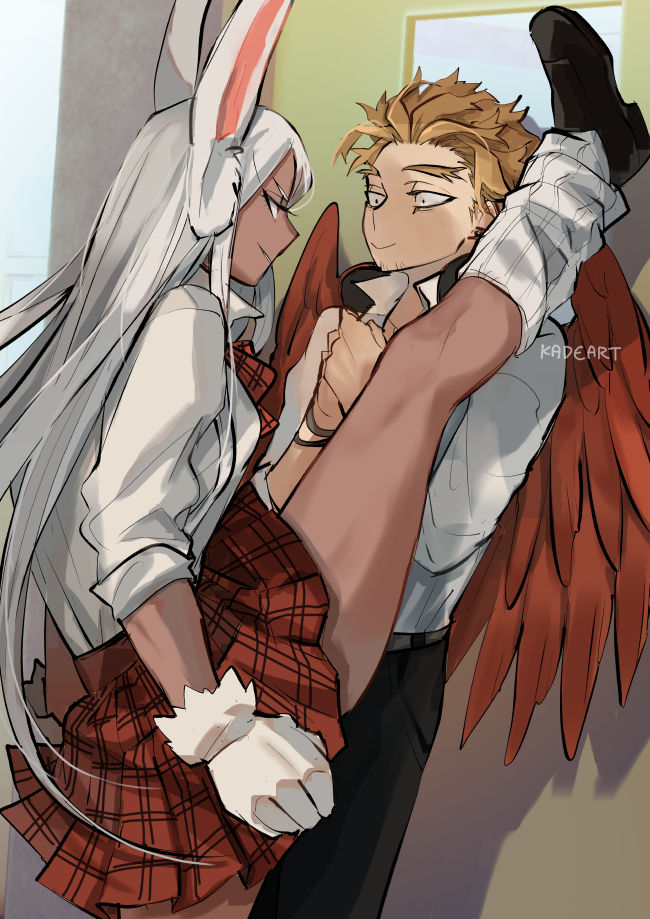 mirko and hawks (boku no hero academia) drawn by kadeart