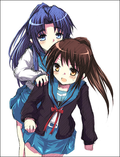 asakura ryoko and kyonko (suzumiya haruhi no yuuutsu) drawn by inui_nagi