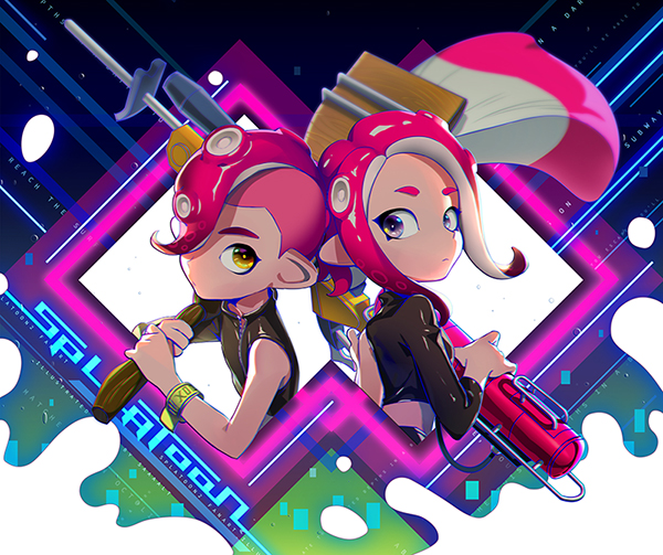 octoling player character, octoling girl, agent 8, and octoling boy (splatoon and 2 more) drawn by cypress_(saaaalt)