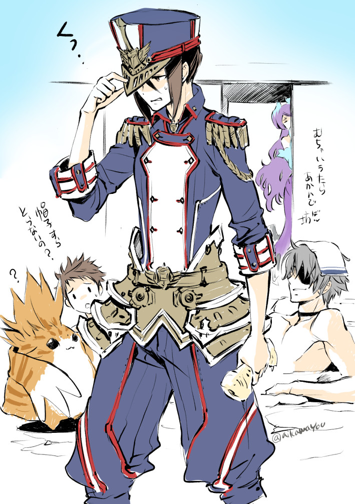 rex, morag ladair, brighid, zeke von genbu, and tora (xenoblade chronicles and 1 more) drawn by aikawa_you