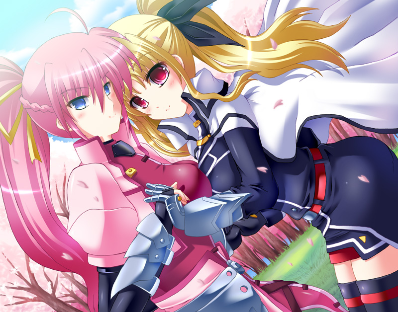 fate testarossa and signum (lyrical nanoha and 1 more) drawn by utanone_shion