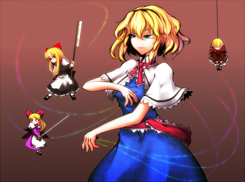 alice margatroid, shanghai doll, and hourai doll (touhou) drawn by miranko