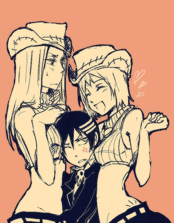 death the kid, patricia thompson, and elizabeth thompson (soul eater)