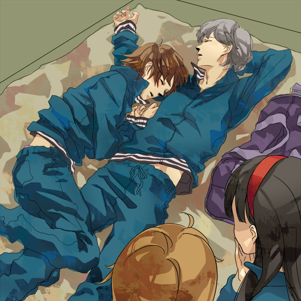 narukami yu, satonaka chie, amagi yukiko, and hanamura yousuke (persona and 1 more) drawn by mihara_(081mhrs)