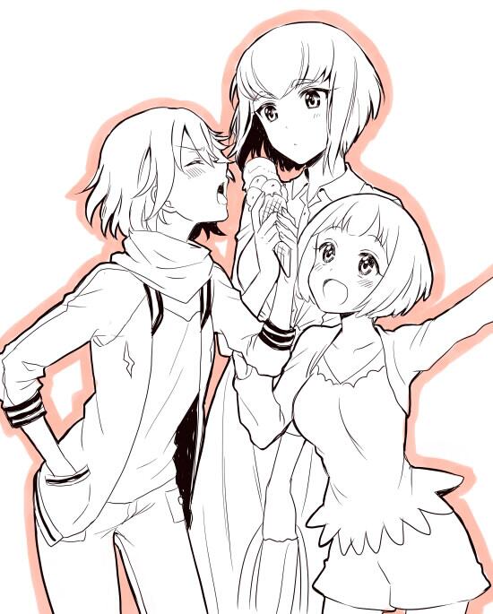 matoi ryuuko, kiryuuin satsuki, and mankanshoku mako (kill la kill) drawn by hara_tsumoi