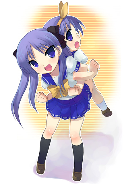 hiiragi kagami and hiiragi tsukasa (lucky star) drawn by otoutogimi