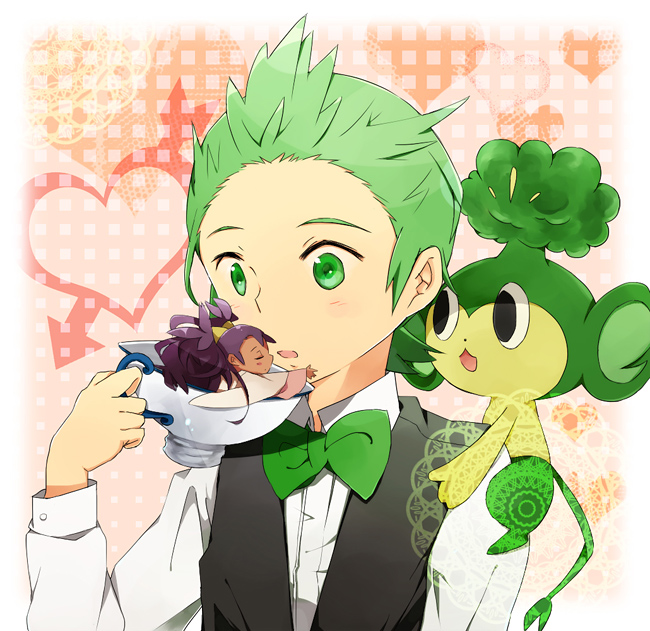 iris, cilan, and pansage (pokemon and 1 more) drawn by 310_(satopoppo)