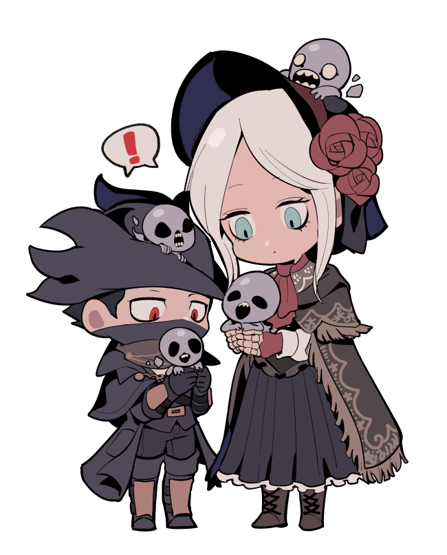 hunter, plain doll, and messengers (bloodborne) drawn by ming_(5unri5e666)