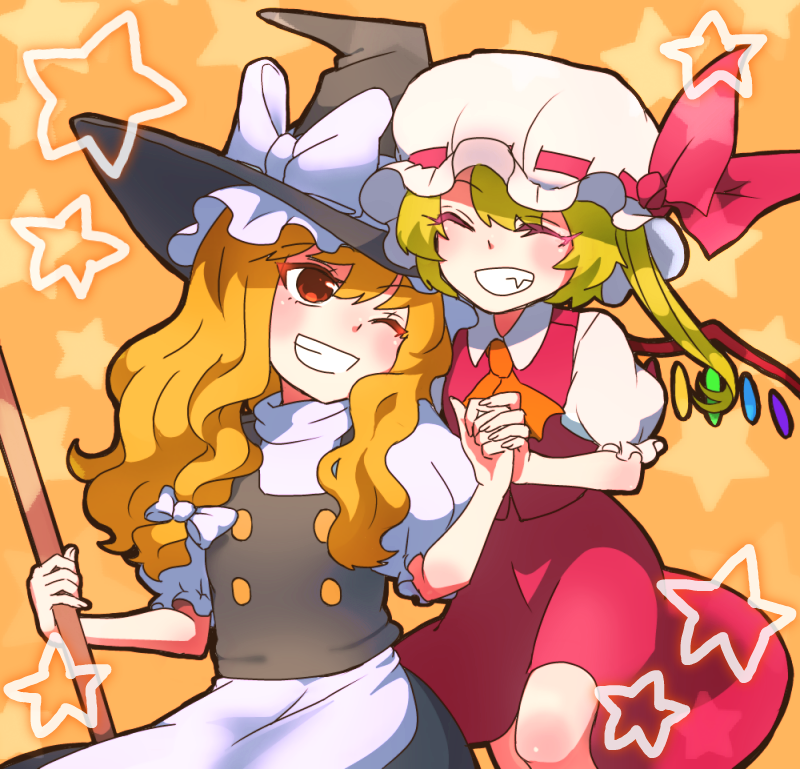 kirisame marisa and flandre scarlet (touhou) drawn by makako_(makarori_)
