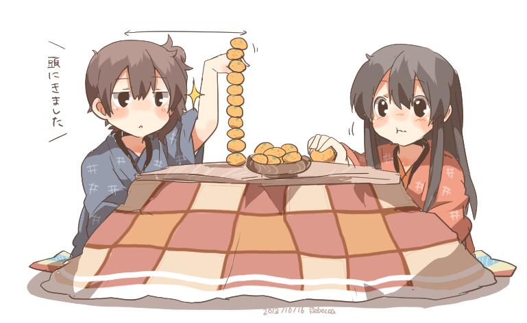 kaga and akagi (kantai collection) drawn by rebecca_(keinelove)
