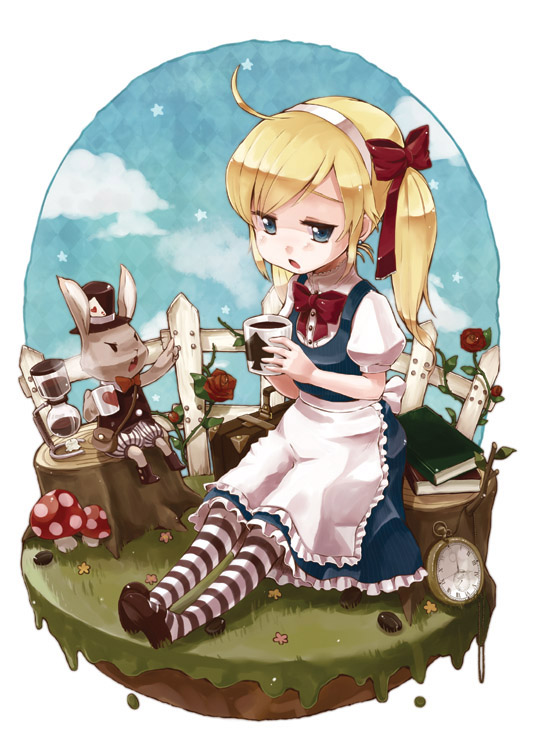 alice and white rabbit (alice's adventures in wonderland) drawn by yukiu_con