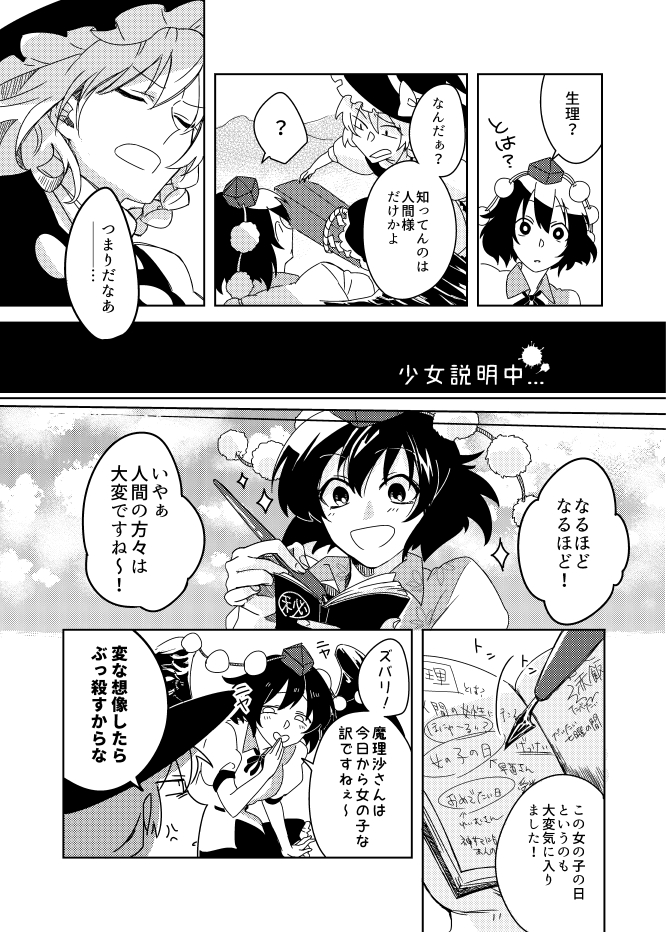 kirisame marisa and shameimaru aya (touhou) drawn by karasaki