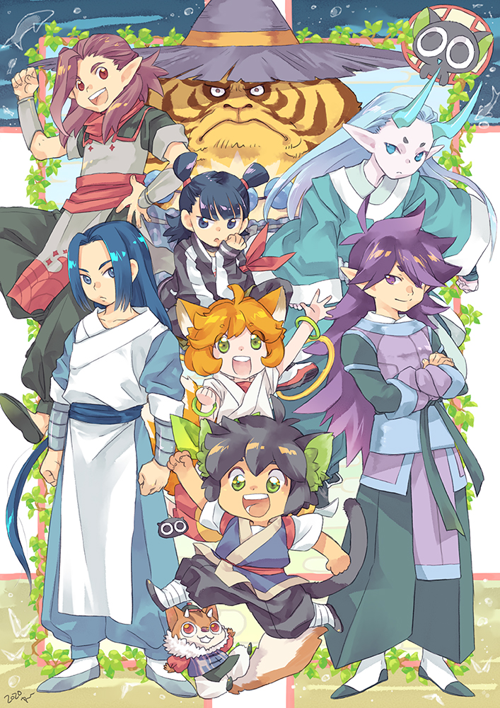 luo xiaohei, wuxian, fengxi, xuhuai, luozhu, and 4 more (luo xiaohei zhanji) drawn by umekawa_kazumi