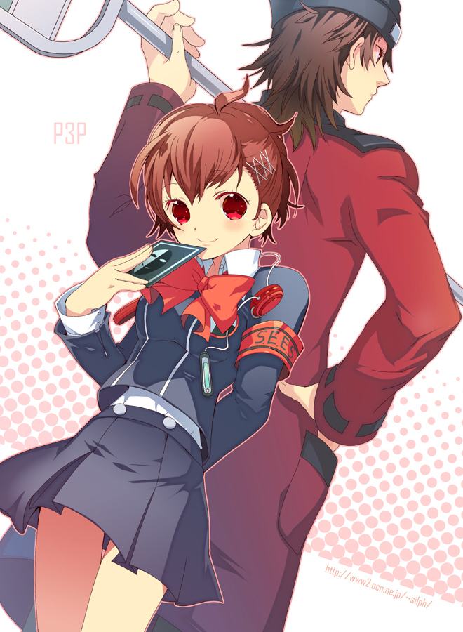 shiomi kotone and aragaki shinjirou (persona and 2 more) drawn by takeda_mika