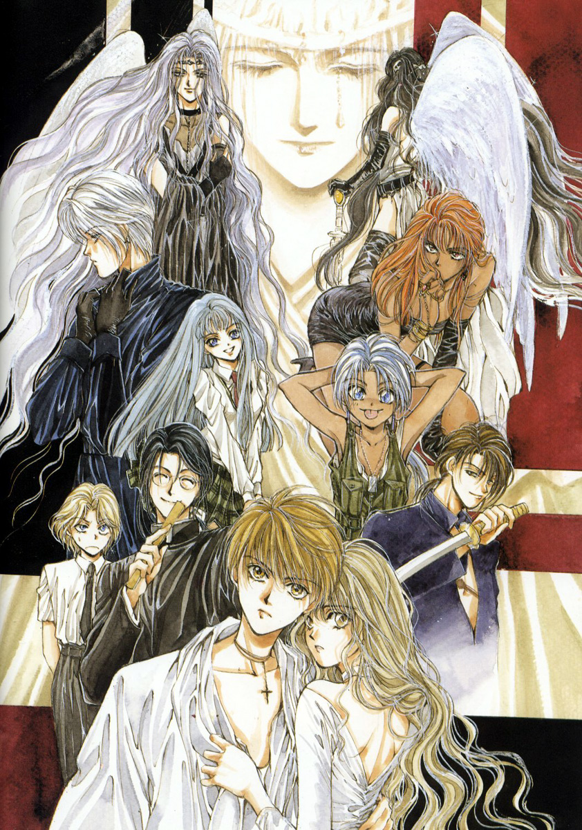 mudou setsuna, mudou sara, kira sakuya, kurai, alexiel, and 6 more (angel sanctuary and 1 more) drawn by katan and yuki_kaori