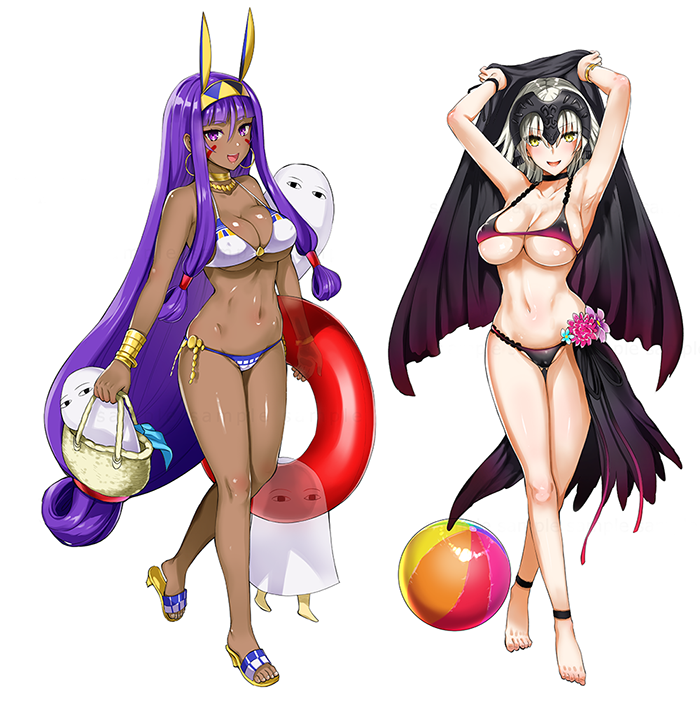 jeanne d'arc alter, nitocris, and medjed (fate and 1 more) drawn by kojima_saya