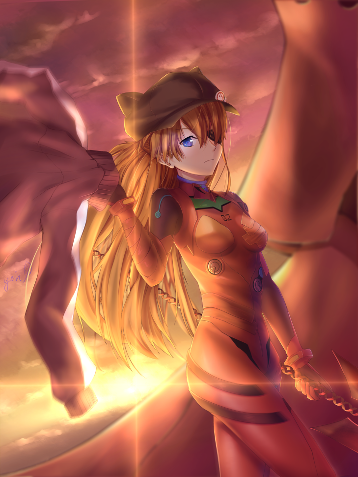 souryuu asuka langley and eva 02 (neon genesis evangelion and 2 more) drawn by yeh_(354162698)