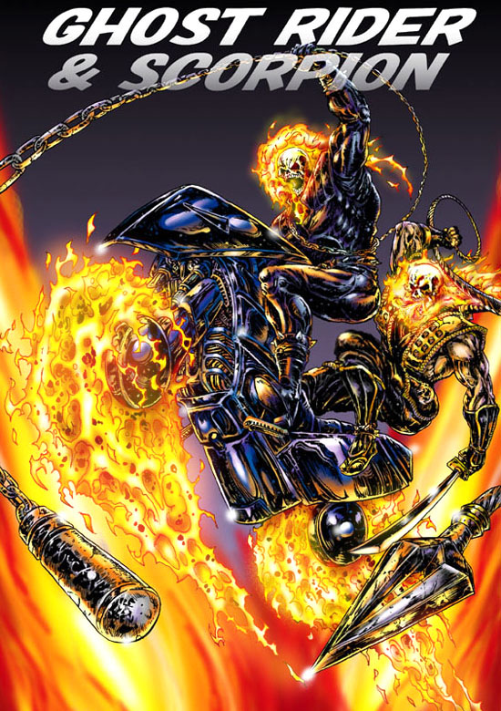 ghost rider, scorpion, and hanzo hasashi (marvel and 1 more) drawn by byakuren_(midwood)