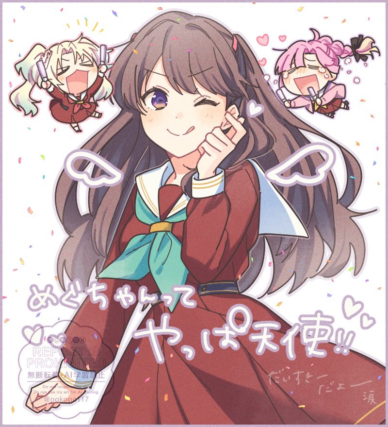 fujishima megumi, osawa rurino, and anyoji hime (love live! and 1 more) drawn by poko_(pokopo117)