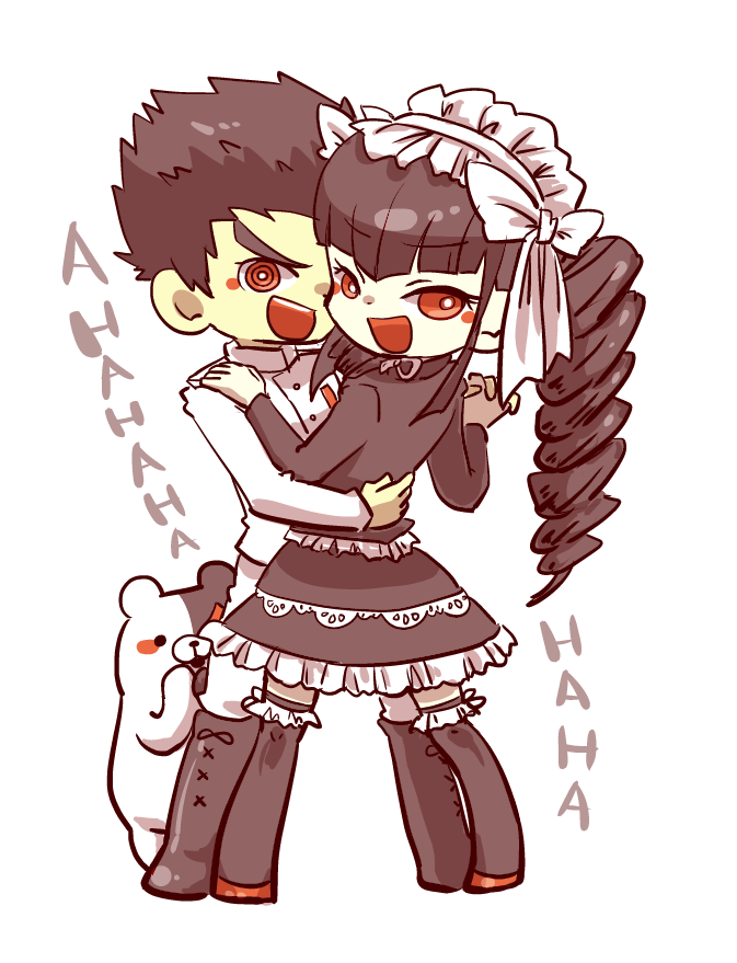 monokuma, celestia ludenberg, and ishimaru kiyotaka (danganronpa and 1 more) drawn by amazake_(02045103)