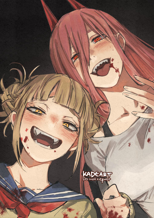 power and toga himiko (boku no hero academia and 1 more) drawn by kadeart