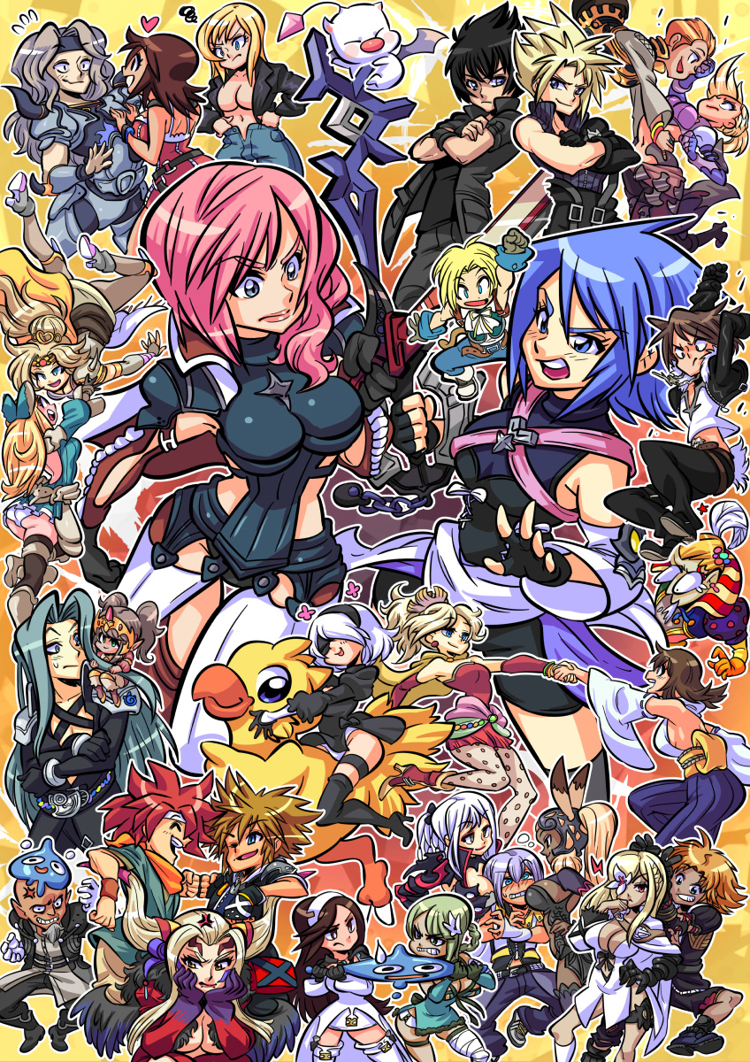 cloud strife, 2b, sephiroth, terra branford, moogle, and 28 more (final fantasy and 27 more) drawn by rafchu
