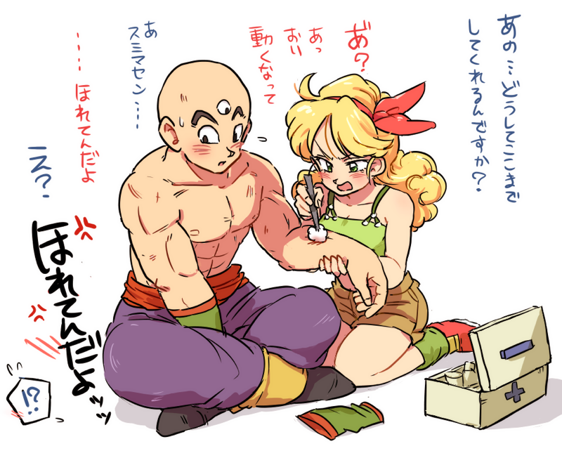 lunch and tenshinhan (dragon ball) drawn by tkgsize