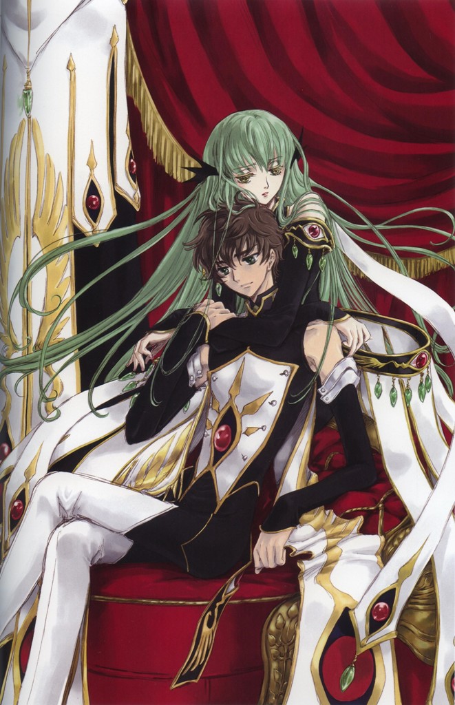 c.c. and kururugi suzaku (code geass) drawn by clamp_(circle)