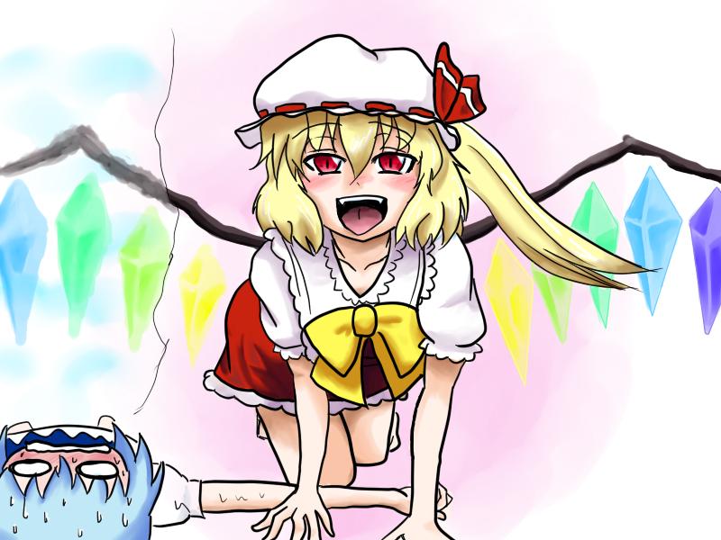 flandre scarlet and cirno (touhou) drawn by nadaka_harutsugu