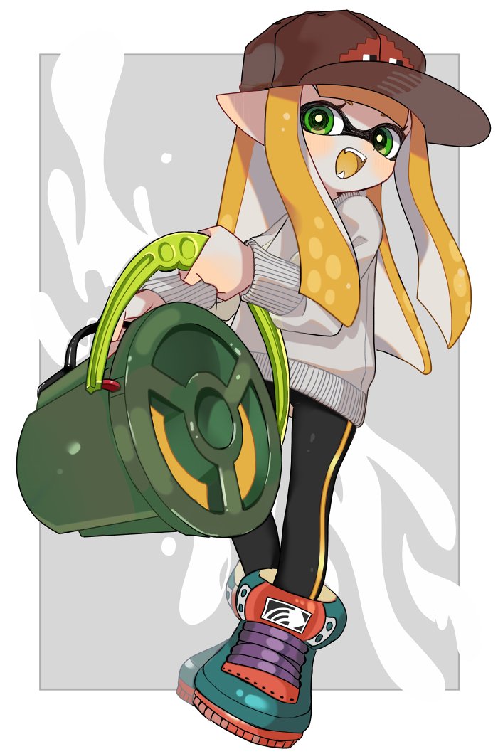 inkling player character and inkling girl (splatoon and 1 more) drawn by maco_spl