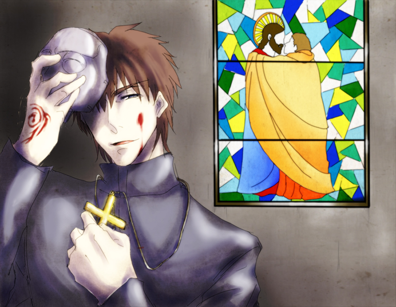 kotomine kirei (fate and 1 more) drawn by batakopart2