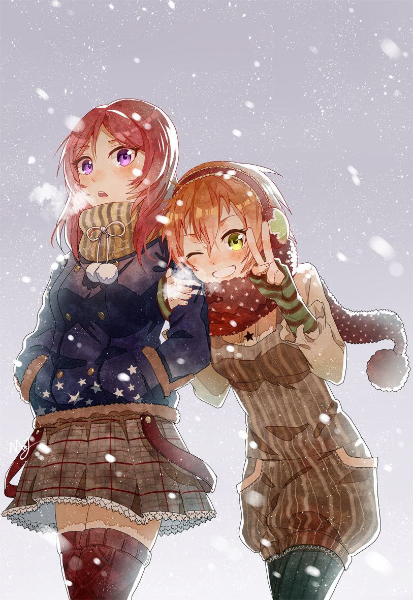 nishikino maki and hoshizora rin (love live! and 1 more) drawn by majiang