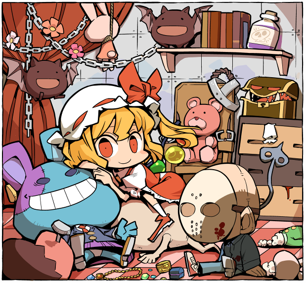 flandre scarlet and jason voorhees (touhou and 1 more) drawn by hounori
