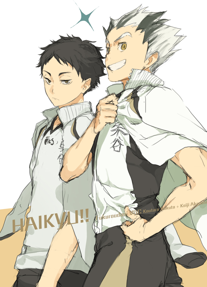 bokuto koutarou and akaashi keiji (haikyuu!!) drawn by kaimuari